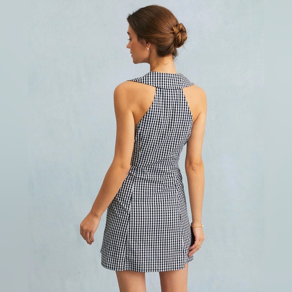 NWT Lapel Plaid Button Sleeveless Mini Dress - Picture 5 of 6